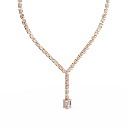 Emerald Cut Lab Grown Tennis Diamond Necklace - HIGHCARAT DIAMONDS