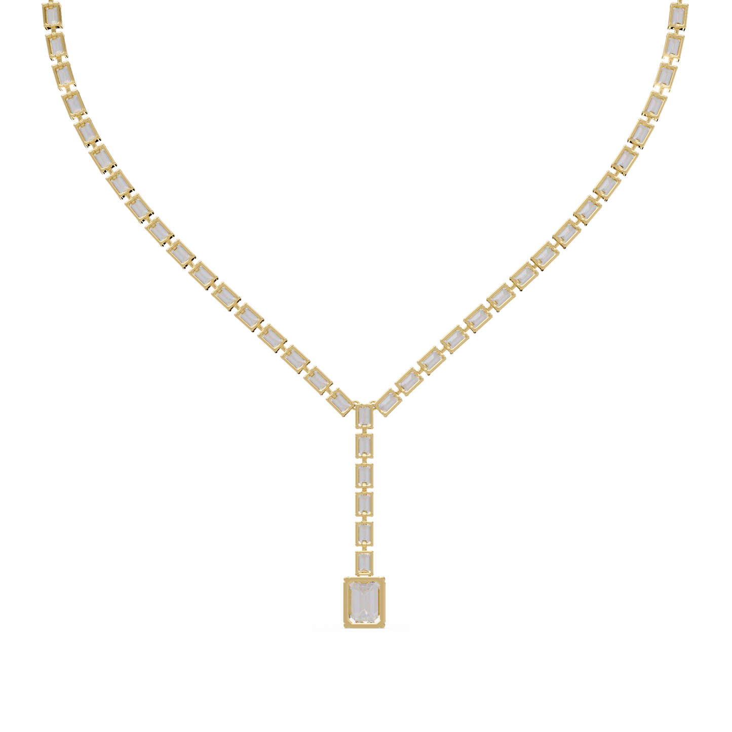 Emerald Cut Lab Grown Tennis Diamond Necklace - HIGHCARAT DIAMONDS
