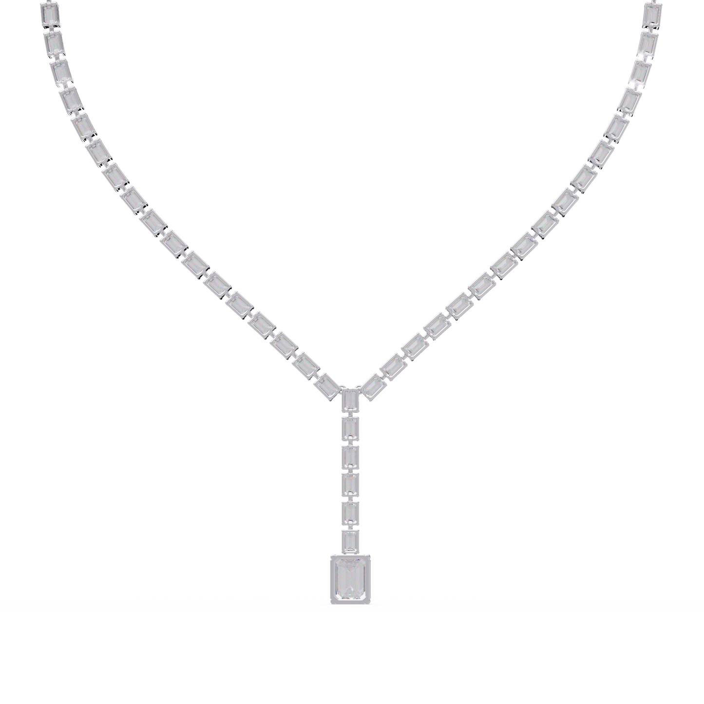 Emerald Cut Lab Grown Tennis Diamond Necklace - HIGHCARAT DIAMONDS