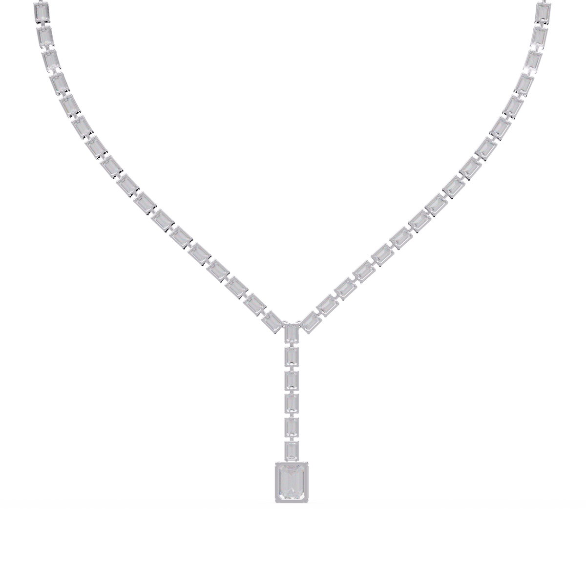 Emerald Cut Lab Grown Tennis Diamond Necklace - HIGHCARAT DIAMONDS