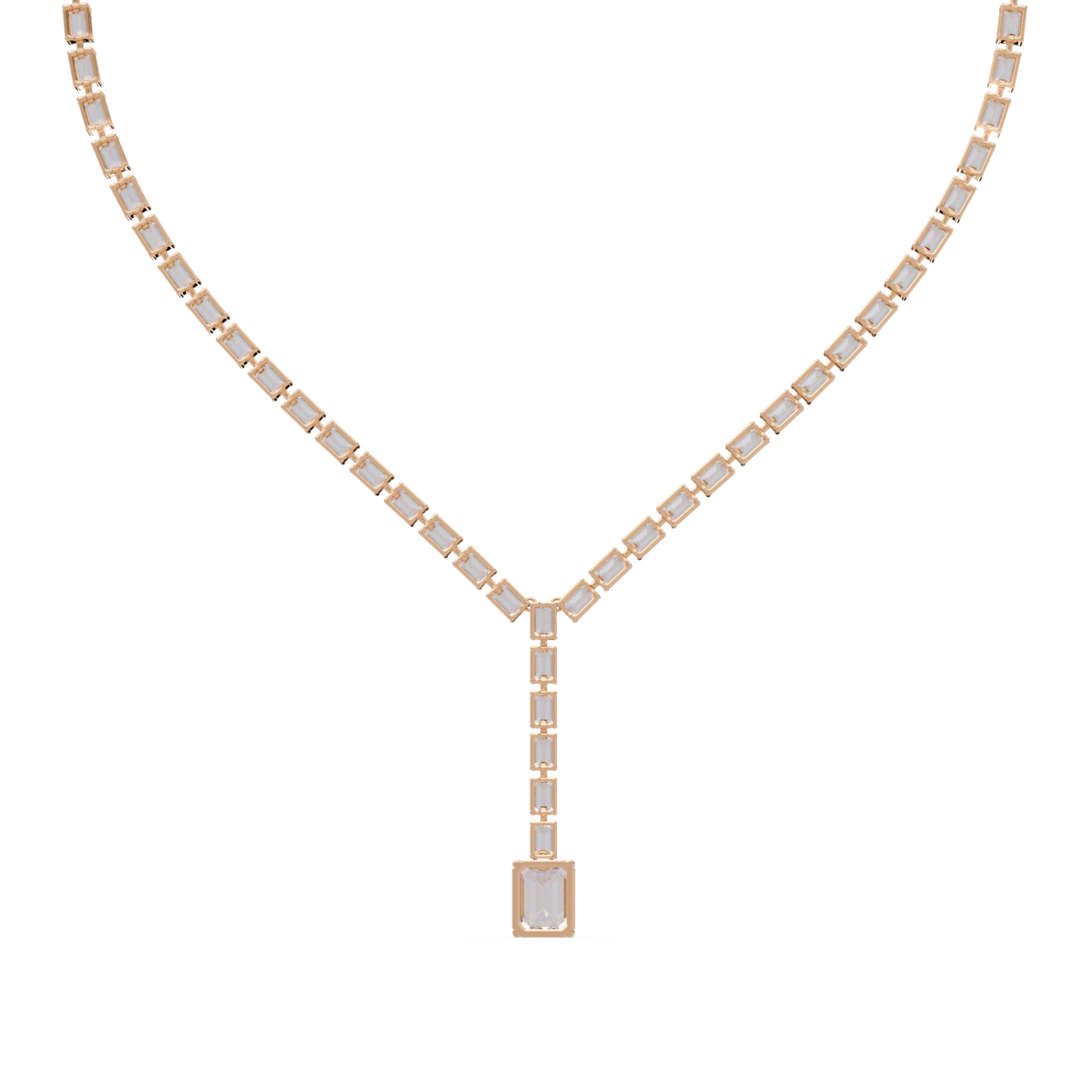 Emerald Cut Lab Grown Tennis Diamond Necklace - HIGHCARAT DIAMONDS