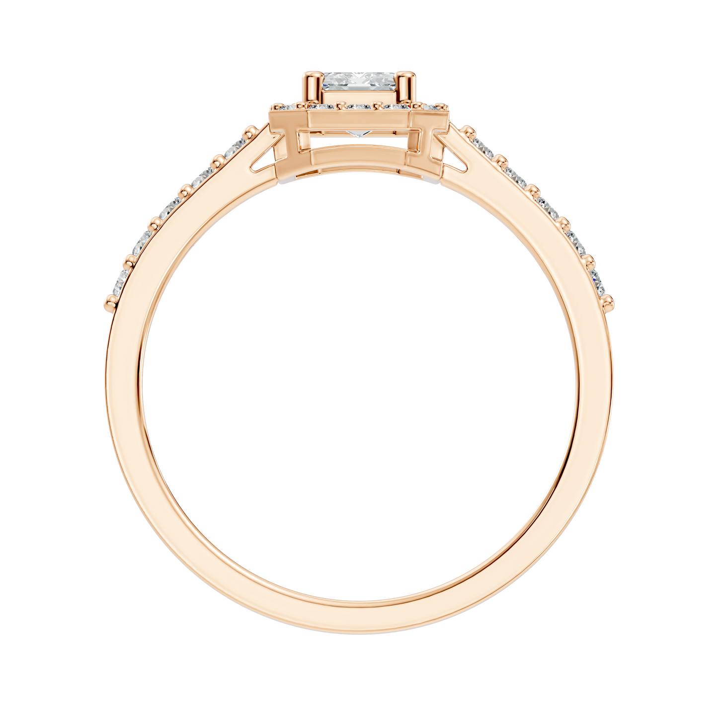 Emerald Cut Lab grown Diamond Halo Accented Engagement Ring