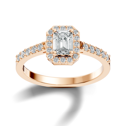 Emerald Cut Lab grown Diamond Halo Accented Engagement Ring - HIGHCARAT DIAMONDS