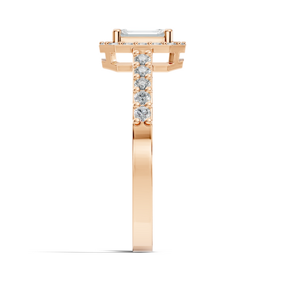 Emerald Cut Lab grown Diamond Halo Accented Engagement Ring