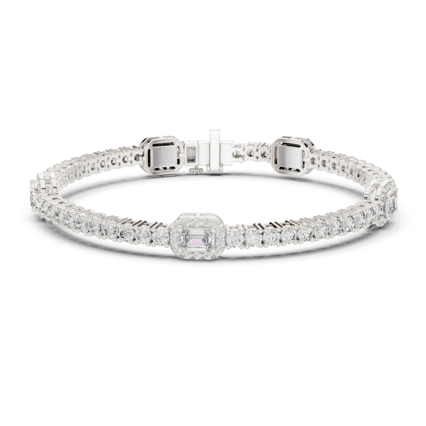 14 K Solid Yellow Gold Emerald Cut Natural Diamond Round Antique Stunning Perfect Line Bracelet Anniversary Gift For Her - HIGHCARAT DIAMONDS