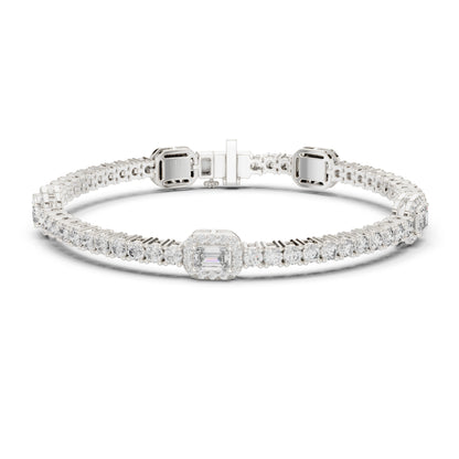 14 K Solid Yellow Gold Emerald Cut Natural Diamond Round Antique Stunning Perfect Line Bracelet Anniversary Gift For Her - HIGHCARAT DIAMONDS
