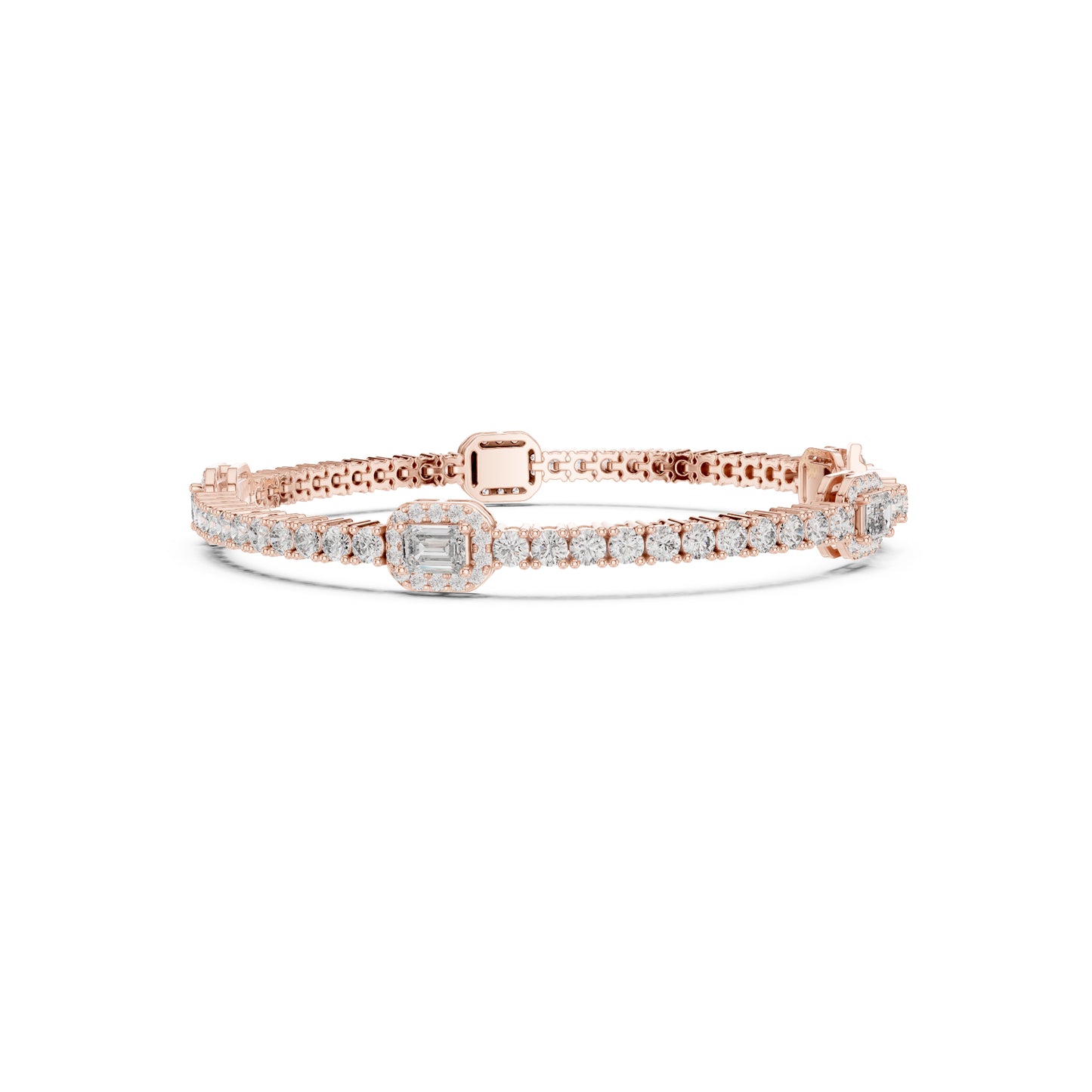 14 K Solid Yellow Gold Emerald Cut Natural Diamond Round Antique Stunning Perfect Line Bracelet Anniversary Gift For Her - HIGHCARAT DIAMONDS