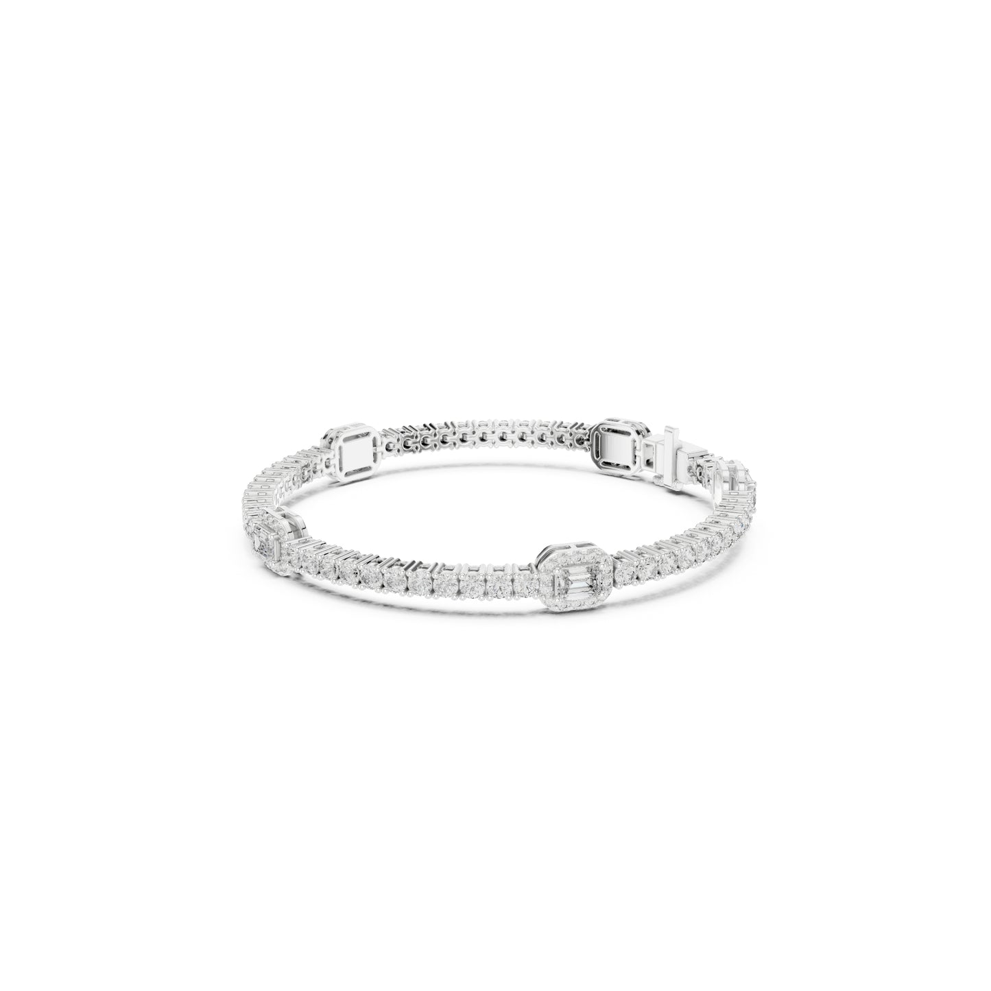 14 K Solid Yellow Gold Emerald Cut Natural Diamond Round Antique Stunning Perfect Line Bracelet Anniversary Gift For Her - HIGHCARAT DIAMONDS
