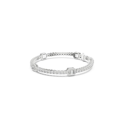 14 K Solid Yellow Gold Emerald Cut Natural Diamond Round Antique Stunning Perfect Line Bracelet Anniversary Gift For Her - HIGHCARAT DIAMONDS
