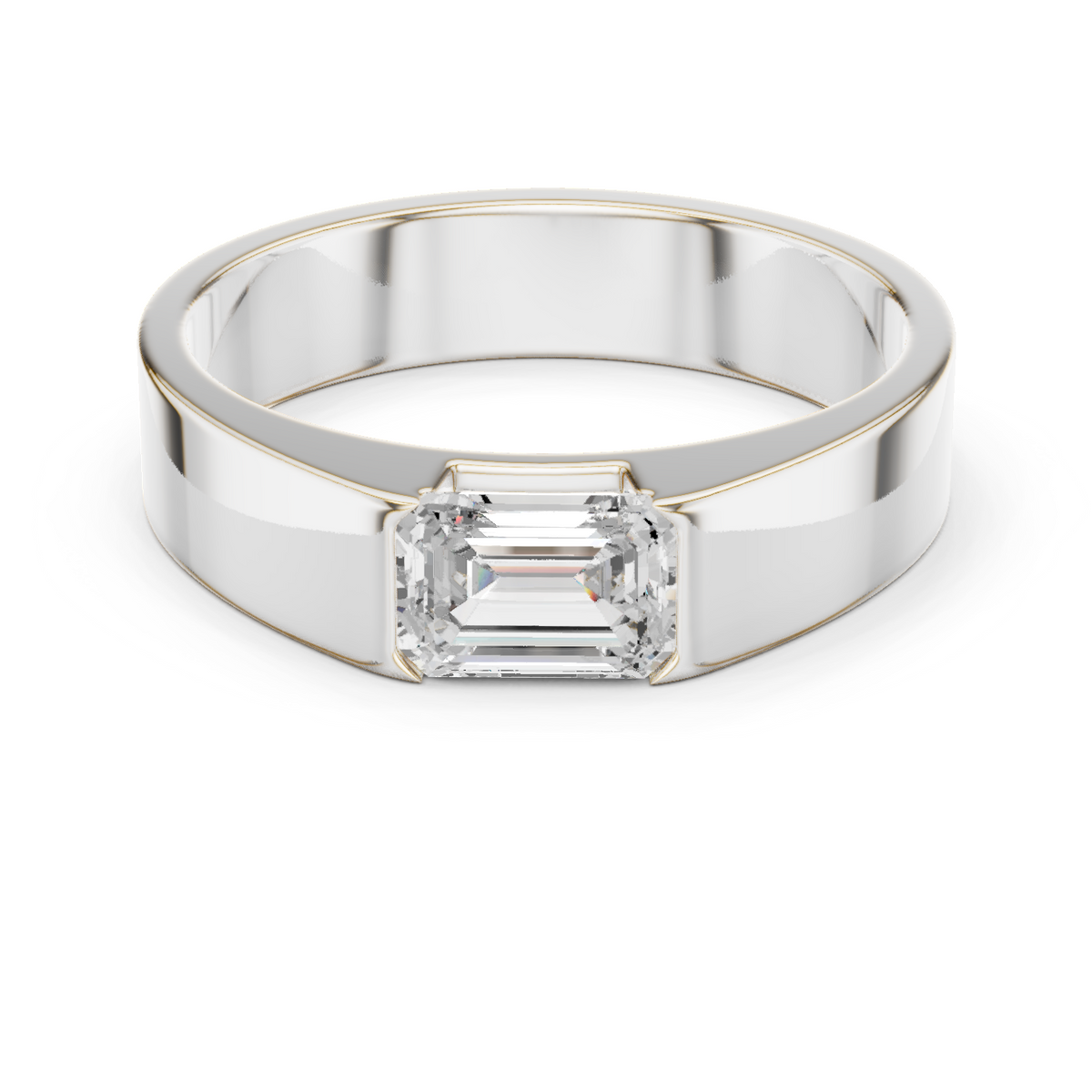 1 stone Solitaire Emerald Shapes Lab Grown Diamond For stunning Elegance Men's Ring - HIGHCARAT DIAMONDS
