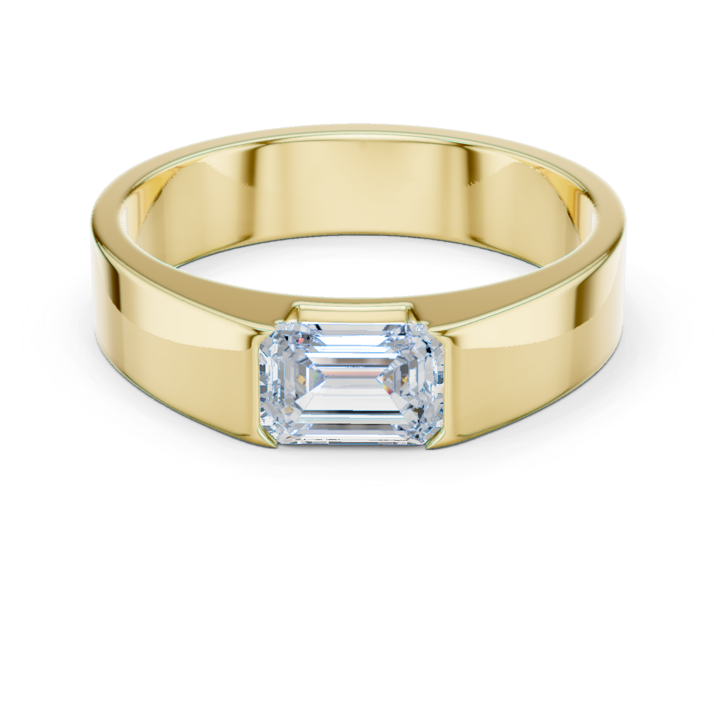 1 stone Solitaire Emerald Shapes Lab Grown Diamond For stunning Elegance Men's Ring - HIGHCARAT DIAMONDS