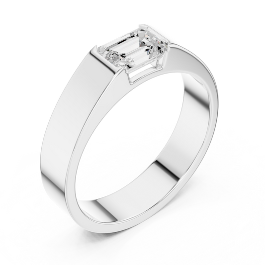 1 stone Solitaire Emerald Shapes Lab Grown Diamond For stunning Elegance Men's Ring - HIGHCARAT DIAMONDS