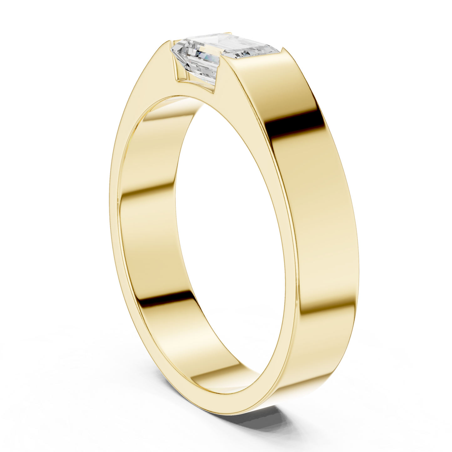 1 stone Solitaire Emerald Shapes Lab Grown Diamond For stunning Elegance Men's Ring - HIGHCARAT DIAMONDS