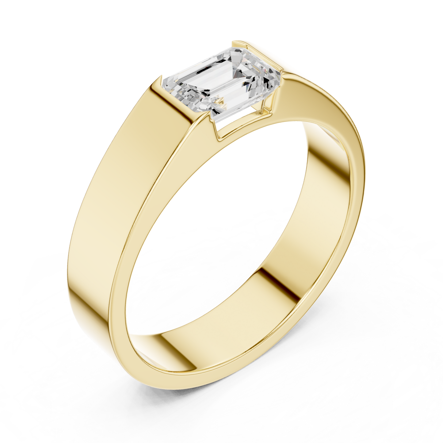 1 stone Solitaire Emerald Shapes Lab Grown Diamond For stunning Elegance Men's Ring - HIGHCARAT DIAMONDS