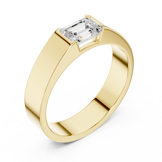 1 stone Solitaire Emerald Shapes Lab Grown Diamond For stunning Elegance Men's Ring - HIGHCARAT DIAMONDS