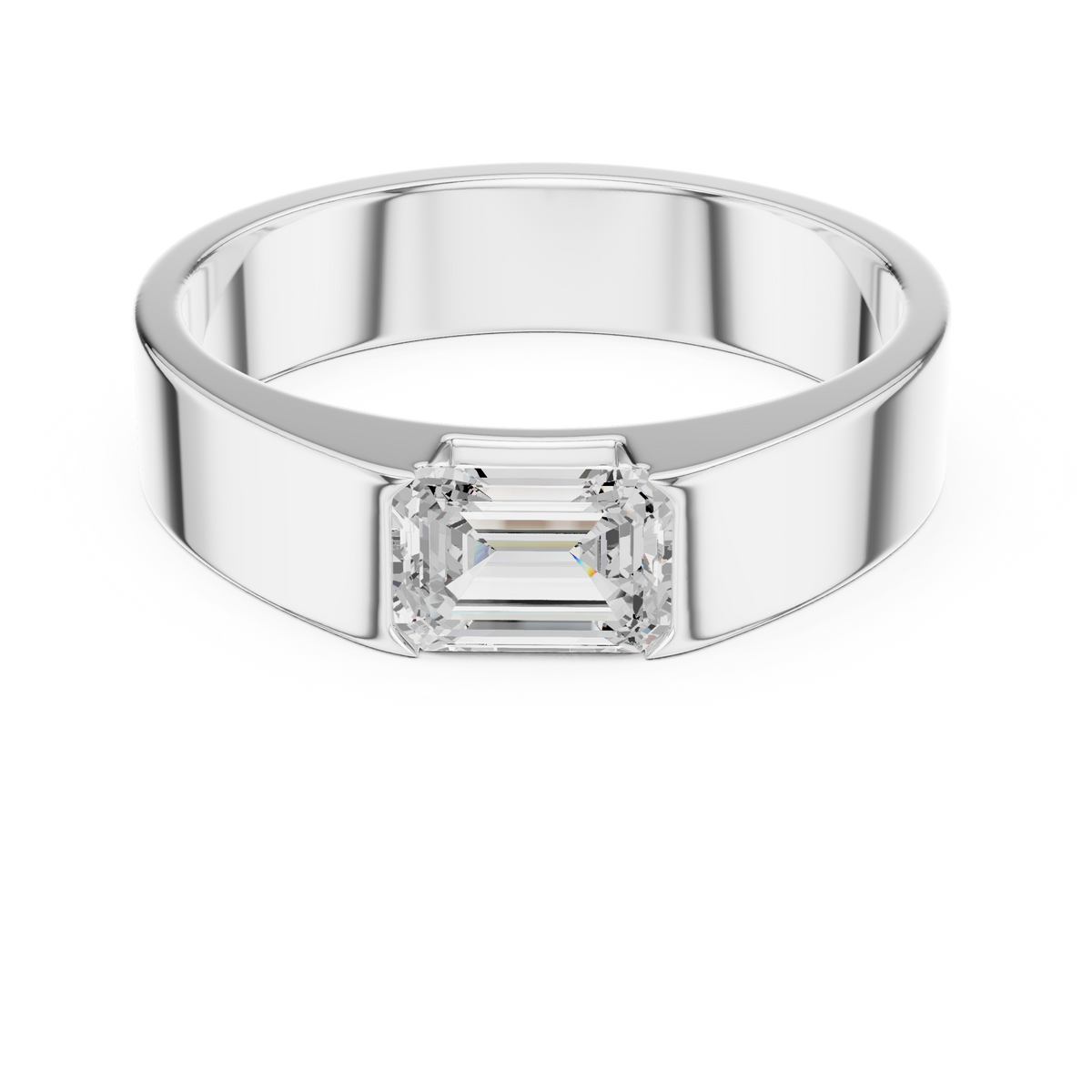 1 stone Solitaire Emerald Shapes Lab Grown Diamond For stunning Elegance Men's Ring - HIGHCARAT DIAMONDS