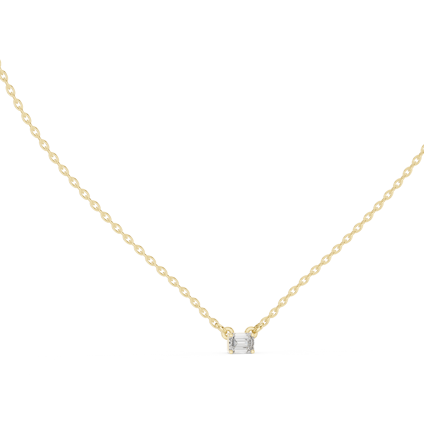 Emerald Shape Vintage 14k Solid Gold Diamond Pendant For Women Daily Wear - HIGHCARAT DIAMONDS