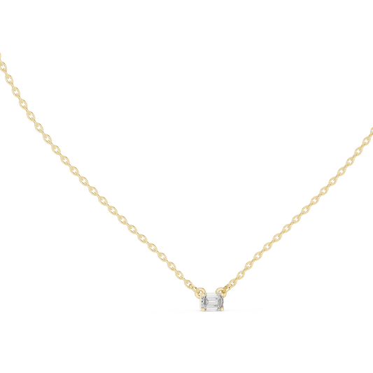 Emerald Shape Vintage 14k Solid Gold Diamond Pendant For Women Daily Wear - HIGHCARAT DIAMONDS