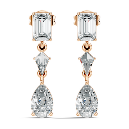 2.20 Ct Kite & Emerald Shape Lab Grown Diamond 14k Solid Gold Pear Drop Classic Studs Earrings - HIGHCARAT DIAMONDS