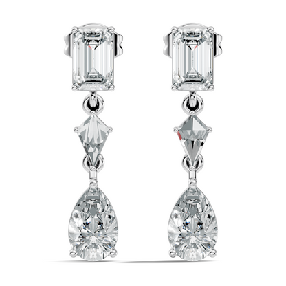 2.20 Ct Kite & Emerald Shape Lab Grown Diamond 14k Solid Gold Pear Drop Classic Studs Earrings - HIGHCARAT DIAMONDS