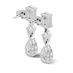 2.20 Ct Kite & Emerald Shape Lab Grown Diamond 14k Solid Gold Pear Drop Classic Studs Earrings - HIGHCARAT DIAMONDS
