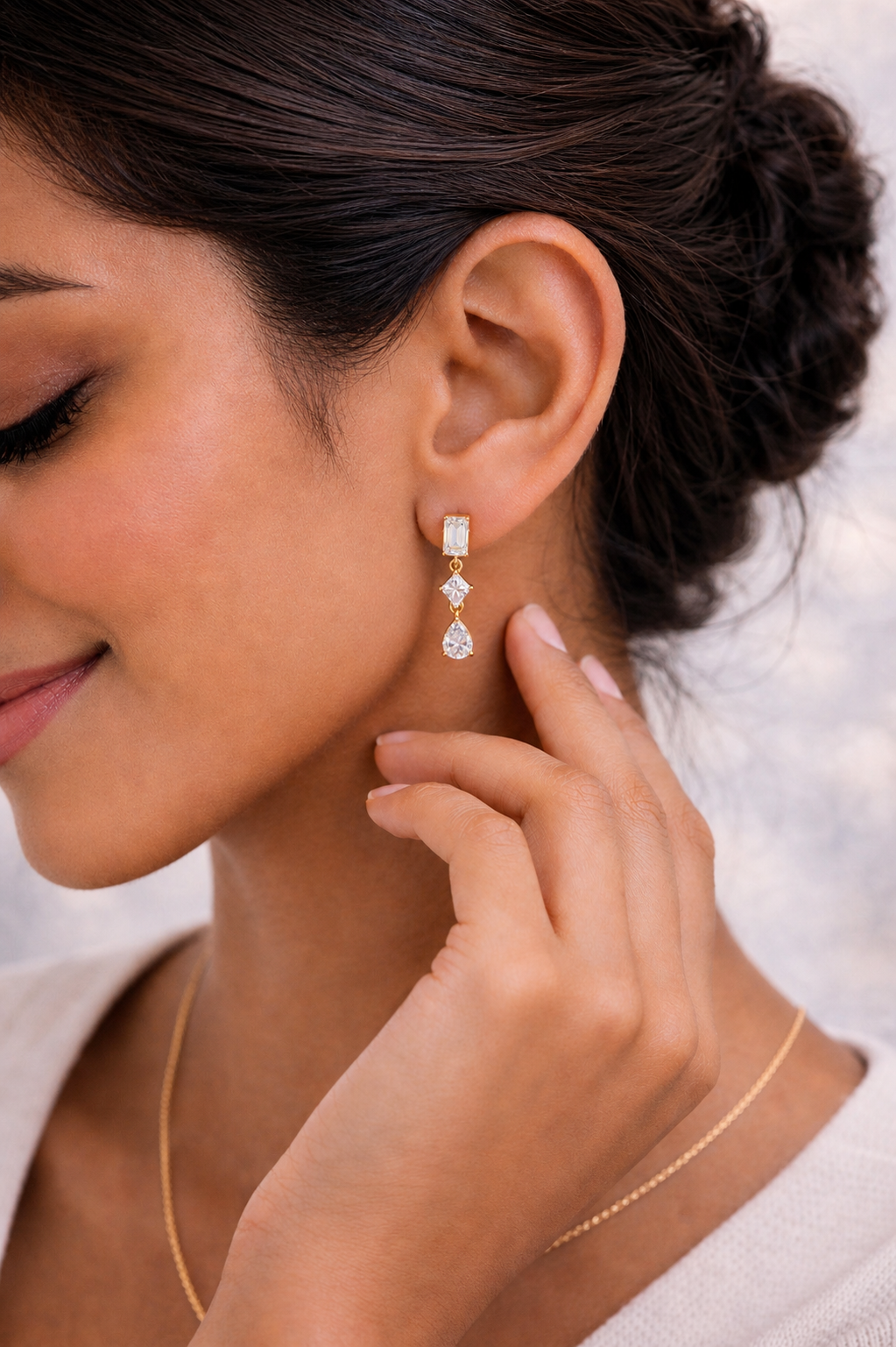 Emerald, Kite & Pear Cut Lab Grown Diamond Drop Earring - HIGHCARAT DIAMONDS