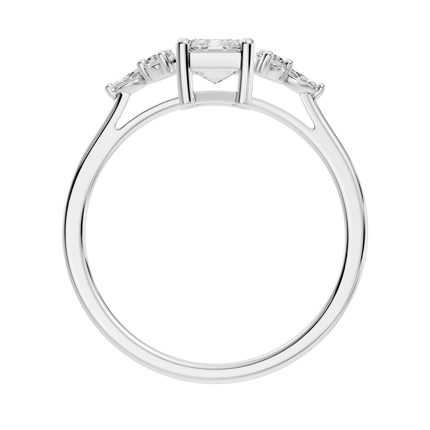 1.07Ct Emerald, Marquise and Round Cut Lab Grown Diamond Vintage Classic Engagement Ring For Her - HIGHCARAT DIAMONDS