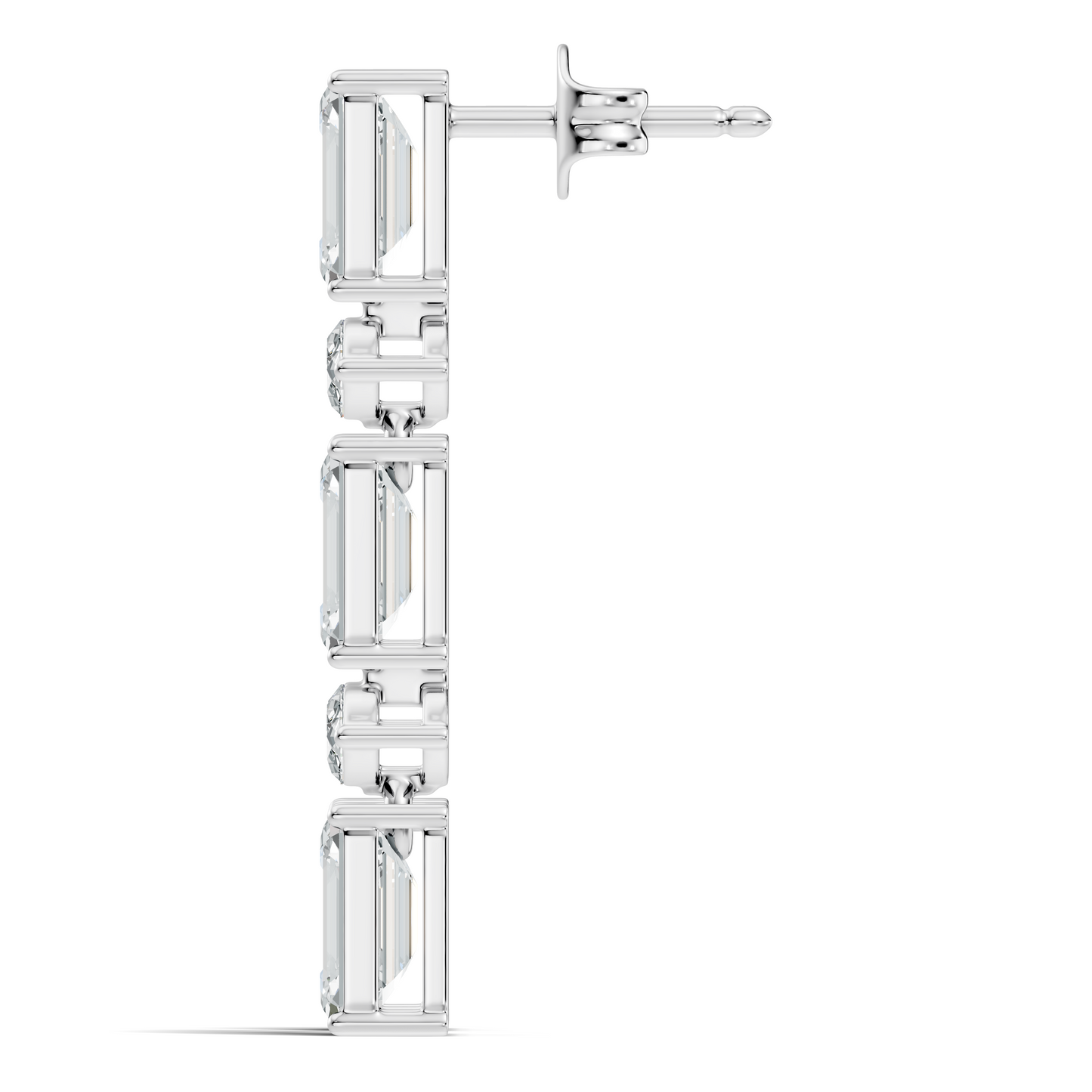 Marquise And Emerald Cut Labgrown Diamond Linear Drop Dangling Earring Classic Elegance For Her - HIGHCARAT DIAMONDS