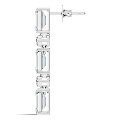 Marquise And Emerald Cut Labgrown Diamond Linear Drop Dangling Earring Classic Elegance For Her - HIGHCARAT DIAMONDS
