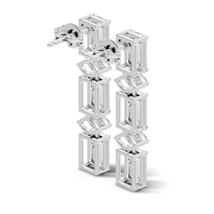 Marquise And Emerald Cut Labgrown Diamond Linear Drop Dangling Earring Classic Elegance For Her - HIGHCARAT DIAMONDS