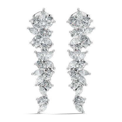 1.75 CT Oval Marquise Cut Diamond Cluster Stud Earrings In 14K Solid Gold - HIGHCARAT DIAMONDS