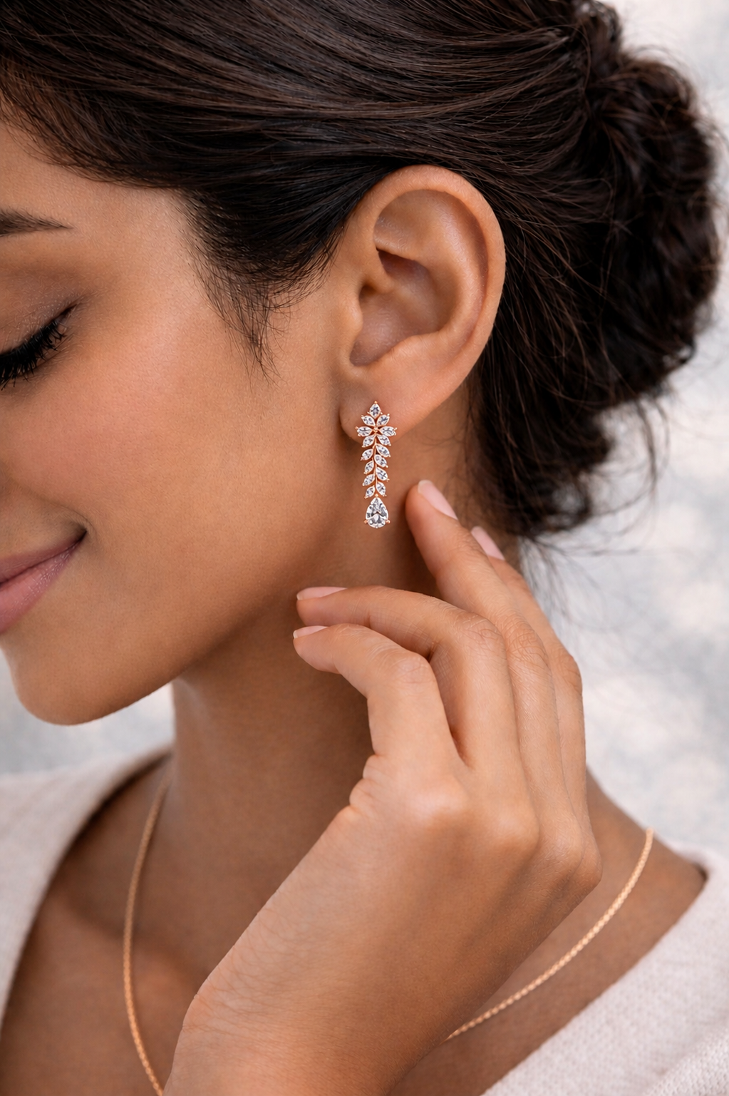 Emerald, Marquise and Pear Cut Lab Grown Diamond Drop Earring - HIGHCARAT DIAMONDS