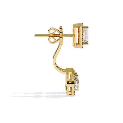 2.12ct Emerald, Pear And Round Cut High Quality Diamond Dainty Halo Style Minimalist Classic Wedding Wear Earring - HIGHCARAT DIAMONDS