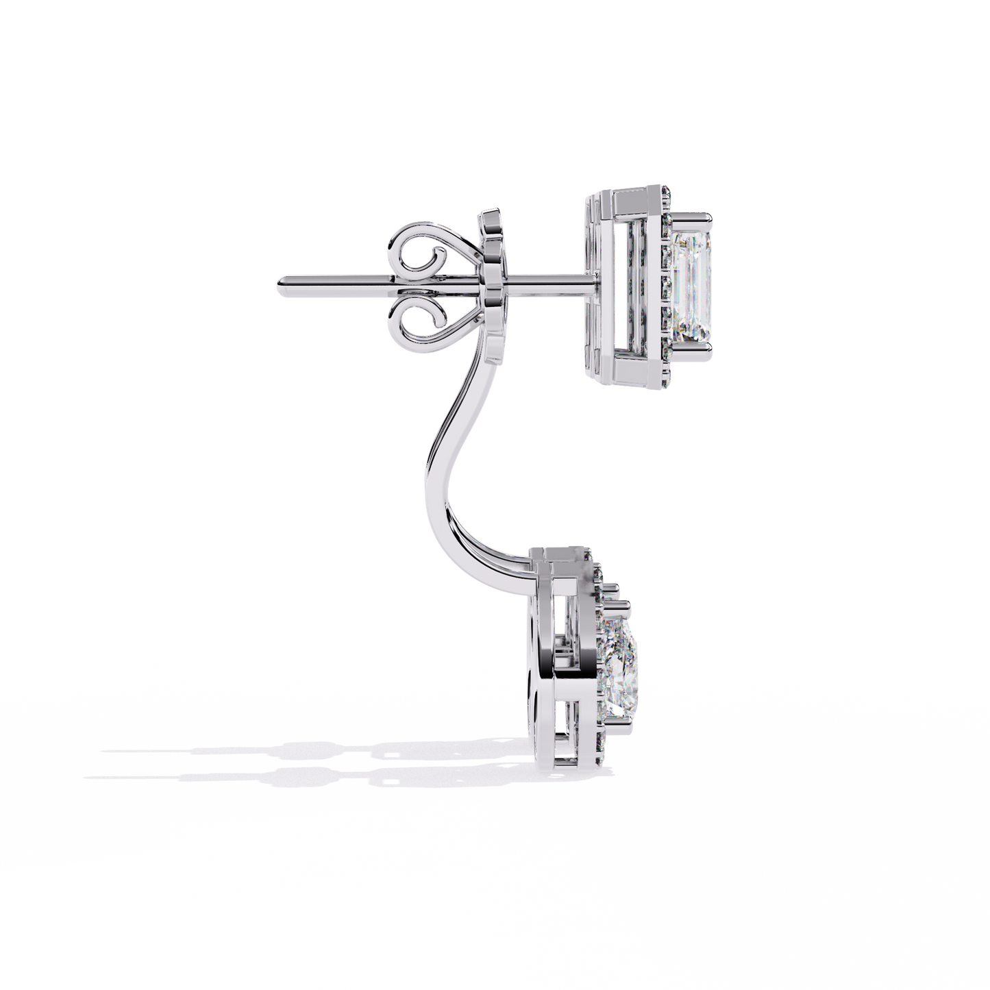 2.12ct Emerald, Pear And Round Cut High Quality Diamond Dainty Halo Style Minimalist Classic Wedding Wear Earring - HIGHCARAT DIAMONDS