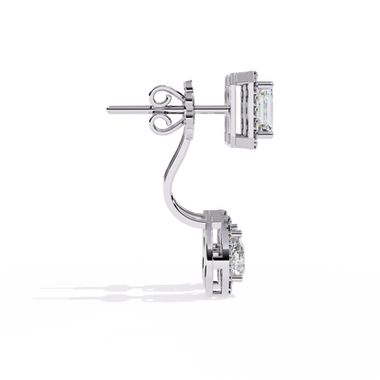 2.12ct Emerald, Pear And Round Cut High Quality Diamond Dainty Halo Style Minimalist Classic Wedding Wear Earring - HIGHCARAT DIAMONDS