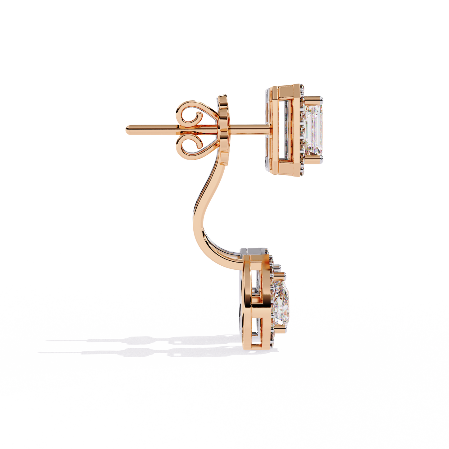 2.12ct Emerald, Pear And Round Cut High Quality Diamond Dainty Halo Style Minimalist Classic Wedding Wear Earring - HIGHCARAT DIAMONDS