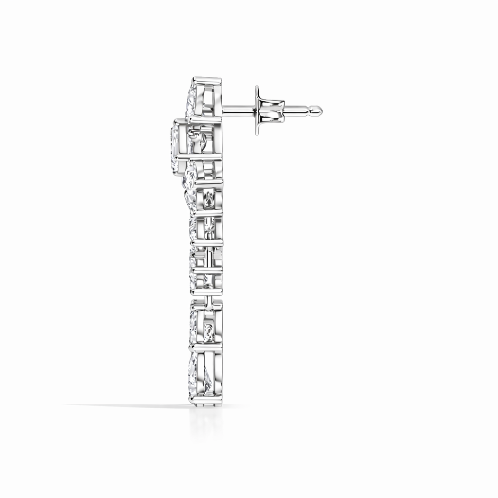 3.42 Carat Lab-Grown Pear & Round Diamond Cluster Earrings for Women Perfect Party Wear - HIGHCARAT DIAMONDS