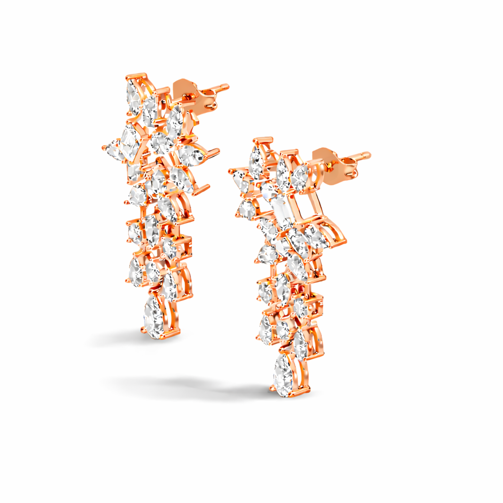 3.42 Carat Lab-Grown Pear & Round Diamond Cluster Earrings for Women Perfect Party Wear - HIGHCARAT DIAMONDS