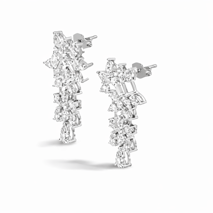 3.42 Carat Lab-Grown Pear & Round Diamond Cluster Earrings for Women Perfect Party Wear - HIGHCARAT DIAMONDS