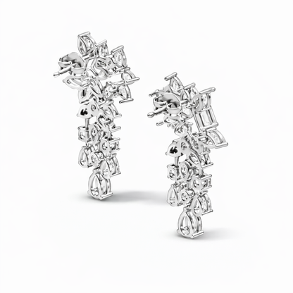 3.42 Carat Lab-Grown Pear & Round Diamond Cluster Earrings for Women Perfect Party Wear - HIGHCARAT DIAMONDS