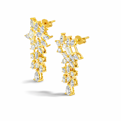 3.42 Carat Lab-Grown Pear & Round Diamond Cluster Earrings for Women Perfect Party Wear - HIGHCARAT DIAMONDS