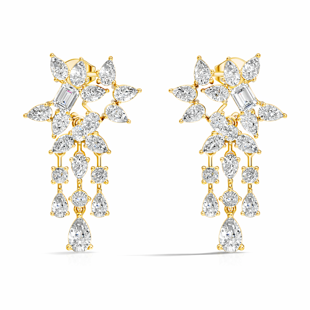 3.42 Carat Lab-Grown Pear & Round Diamond Cluster Earrings for Women Perfect Party Wear - HIGHCARAT DIAMONDS