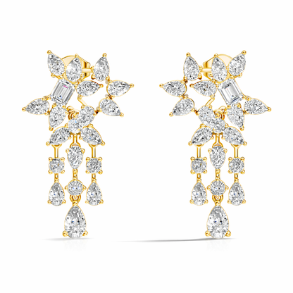 3.42 Carat Lab-Grown Pear & Round Diamond Cluster Earrings for Women Perfect Party Wear - HIGHCARAT DIAMONDS