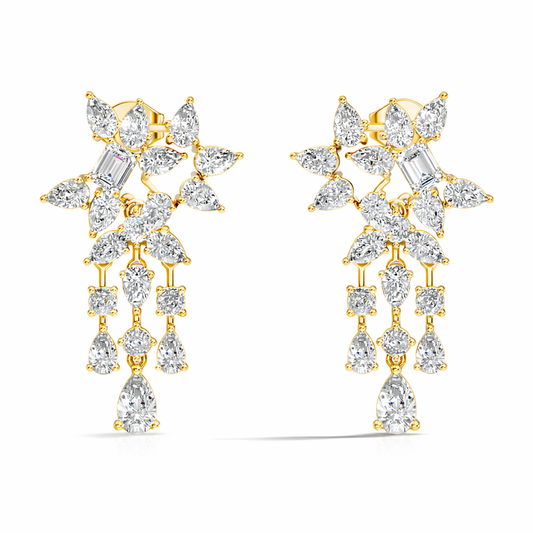3.42 Carat Lab-Grown Pear & Round Diamond Cluster Earrings for Women Perfect Party Wear - HIGHCARAT DIAMONDS