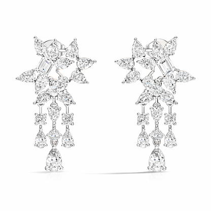 3.42 Carat Lab-Grown Pear & Round Diamond Cluster Earrings for Women Perfect Party Wear - HIGHCARAT DIAMONDS
