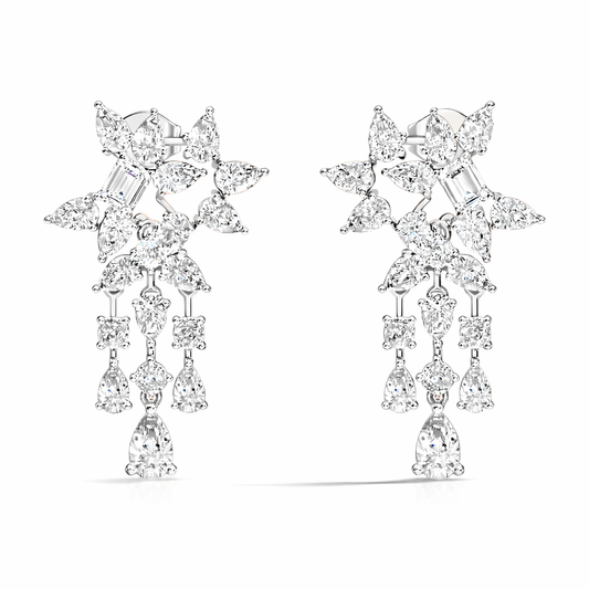 3.42 Carat Lab-Grown Pear & Round Diamond Cluster Earrings for Women Perfect Party Wear - HIGHCARAT DIAMONDS