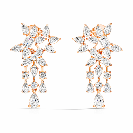 3.42 Carat Lab-Grown Pear & Round Diamond Cluster Earrings for Women Perfect Party Wear - HIGHCARAT DIAMONDS