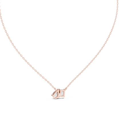 Emerald & Pear Shape 2 Stone Solitaire  Lab Grown 18k Solid Gold Diamond Pendant For Her - HIGHCARAT DIAMONDS