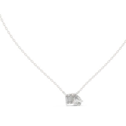 Emerald & Pear Shape 2 Stone Solitaire  Lab Grown 18k Solid Gold Diamond Pendant For Her - HIGHCARAT DIAMONDS