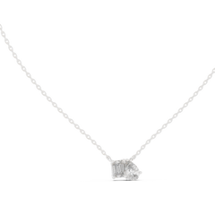Emerald & Pear Shape 2 Stone Solitaire  Lab Grown 18k Solid Gold Diamond Pendant For Her - HIGHCARAT DIAMONDS